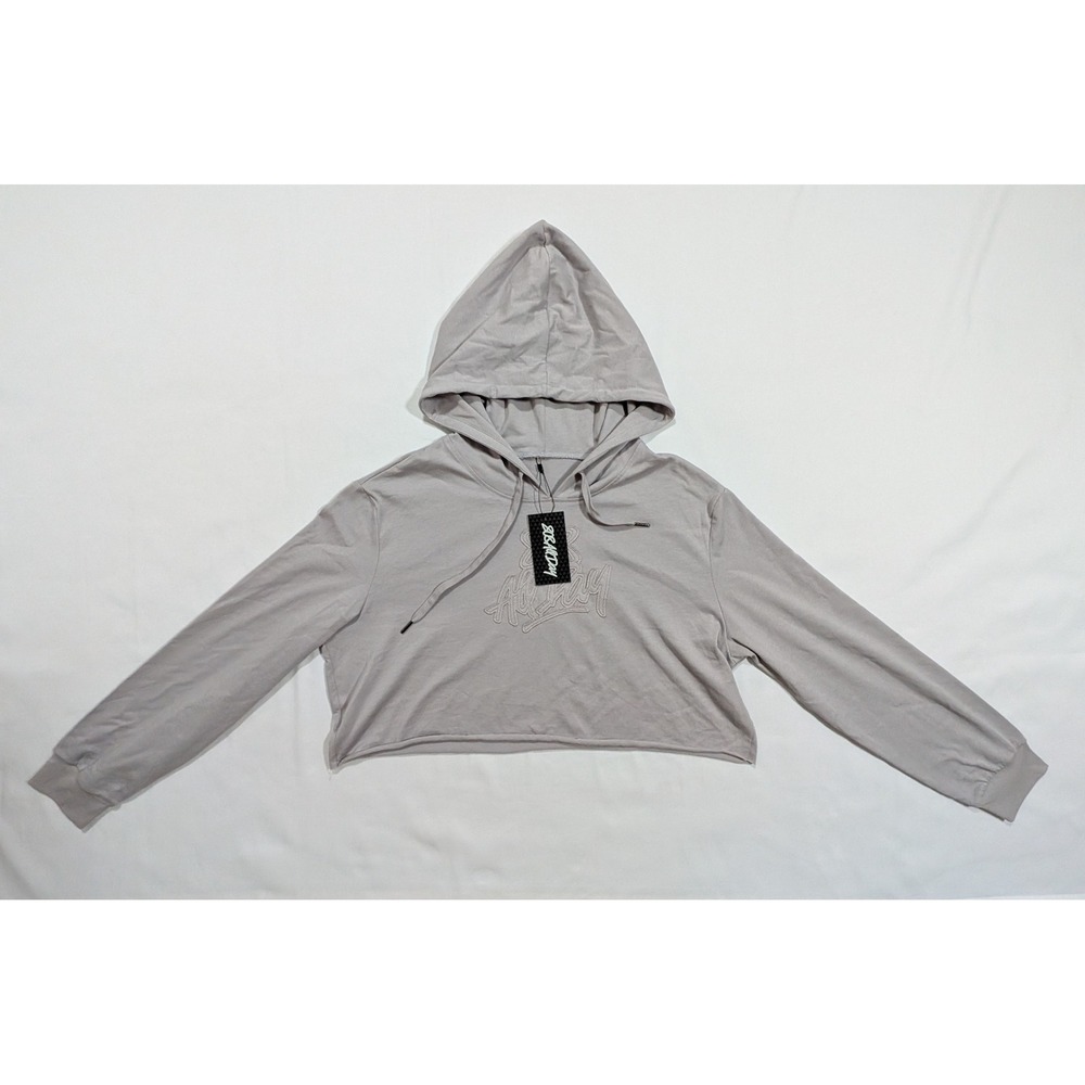 808 All Day 808AllDay Women's Crop Hoodie Gray Hawaii Streetwear 2XL XXL - NWT
